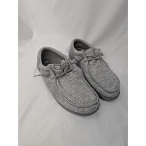 HEY DUDE Wally Stretch Flecked Gray Canvas Casual Slip On Loafer Shoes Men's 12